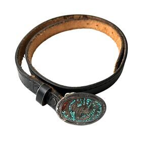 Buffalo Belt Co Sterling Buckle  Native American Horse Aztec Size 32